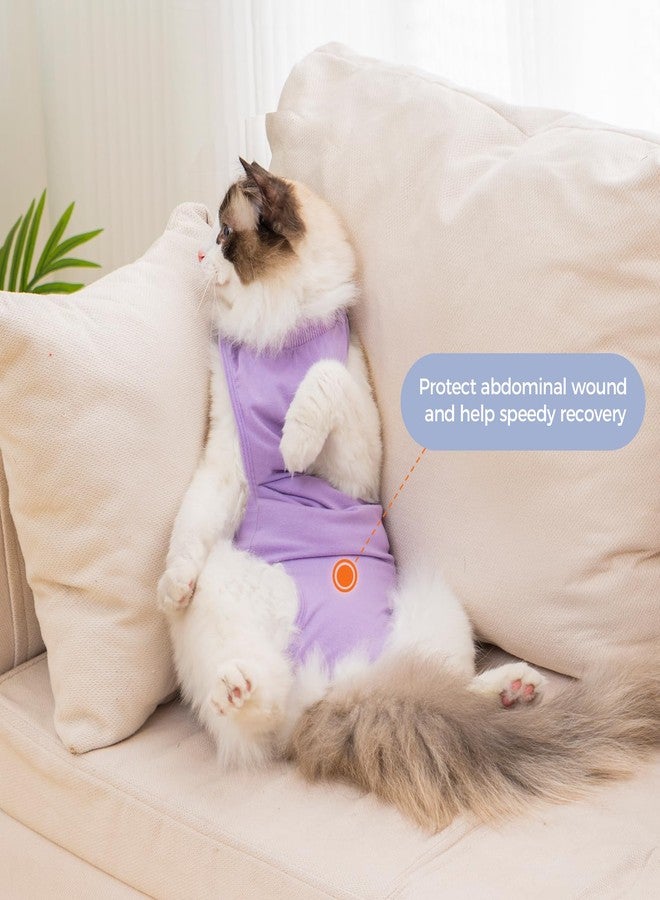 Avont Cat Recovery Suit Post-Surgery Onesie, Breathable Cone-of-Shame Alternative Bodysuit for Spayed Female Kittens, Skin Abdonminal Wound Care -Purple(S) - Image 5